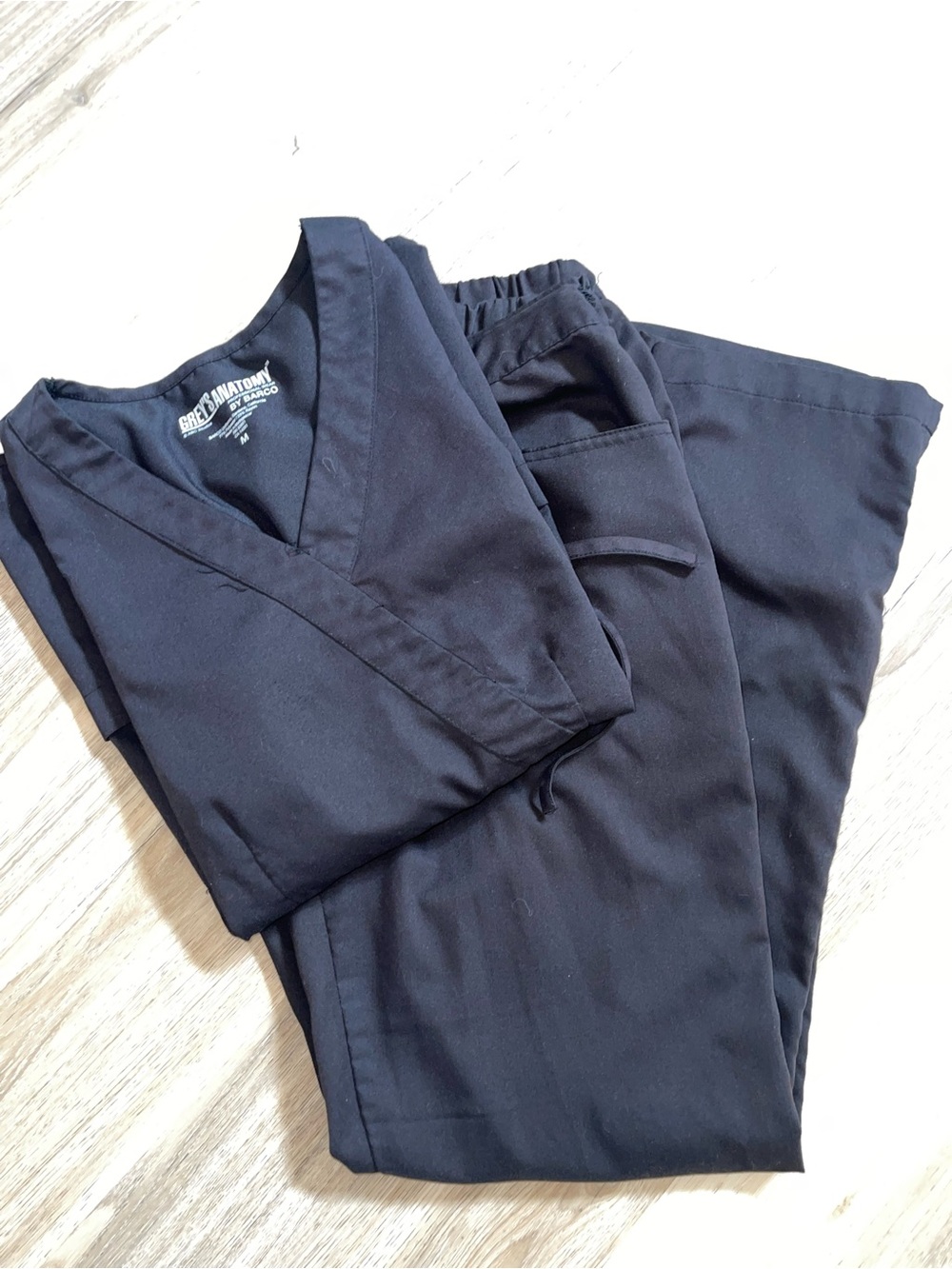 Grey's Anatomy Black V‑Neck Scrub Jumpsuit